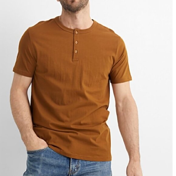 Simons Le31 caramel brown Henley t-shirt - Picture 1 of 10
